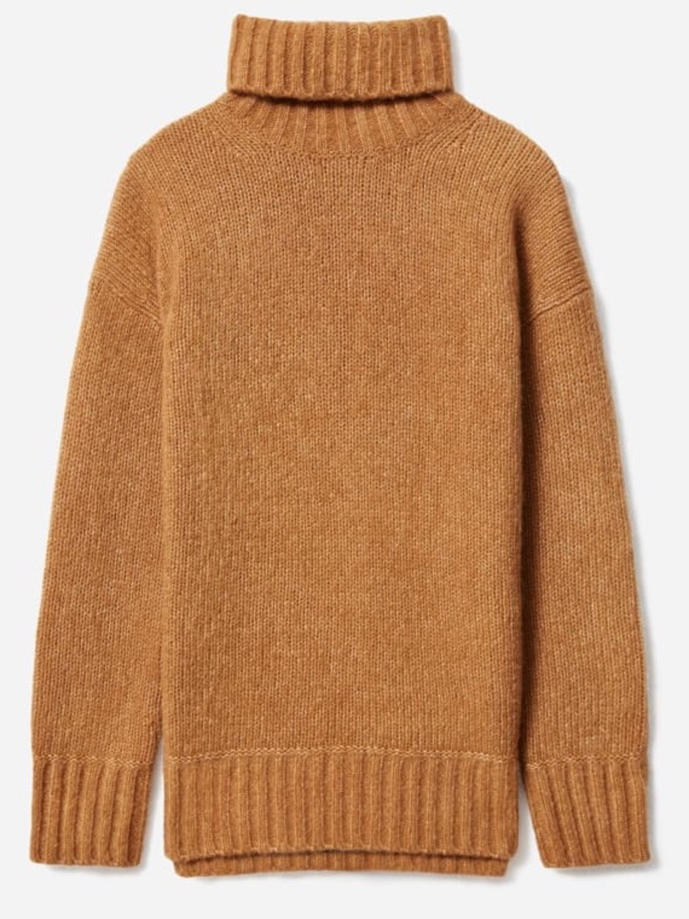 Everlane Wool Blend Chunky Turtleneck Sweater Heathered Tan Alpaca Small NWT